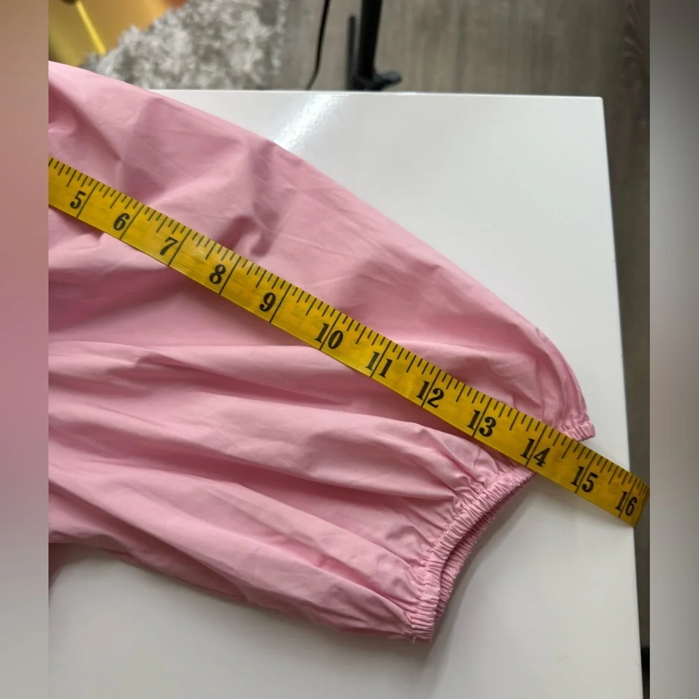 NEW English Factory Pink Poplin Puffed Sleeve Top Sz Small